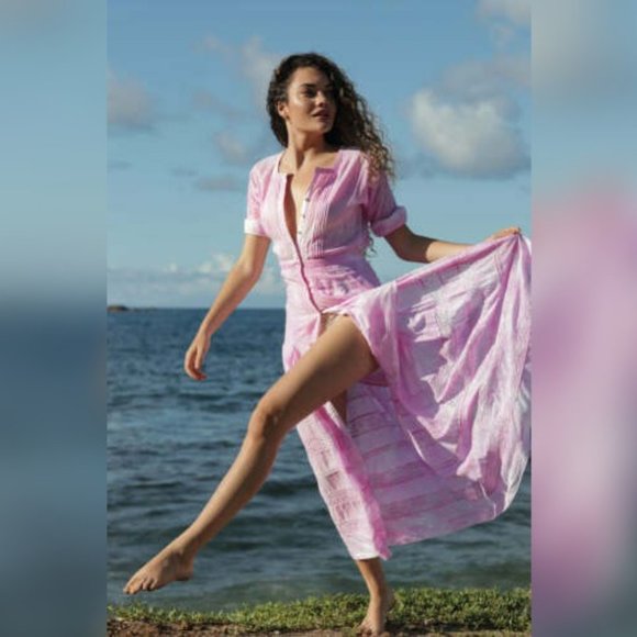 Love Shack Fancy Edie Dress L10 Women Casual Button Down Tie Dye Midi NWT 35997 - Picture 1 of 5